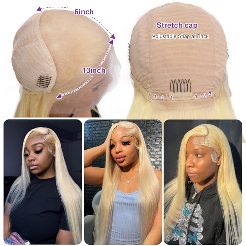XUDXUD 360 613 Lace Front Wig Human Hair Blonde Straight 200 Density HD Lace Front Glueless Pre Plucked Full Lace Wigs Human Hair 613 Frontal wig 40Inch