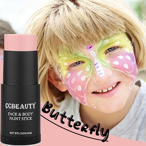 CCBeauty Halloween Neon UV Green Face Body Paint Stick Oil, Lime Green Eye Black,Glow in the Blacklight Face Painting Makeup,Hypoallergenic Foundation for SFX Cosplay Costume Parites
