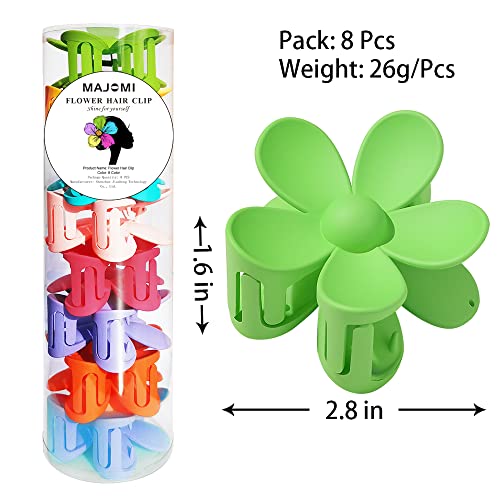 Flower Hair Claw Clips Flower Hair Clips 8PCS Cute Hair Clip Matte Hair Clips Big Claw Clip Strong Hold Jaw Daisy Clip Barrettes Large Hair Clamps Thin Thick Hair For Women Girls Gifts 8 Colors