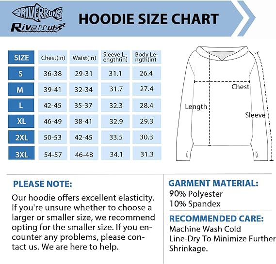 Riverruns UPF 50+ Men's Sun Protection Hoodie, Cooling Quick Dry Hooded Shirt Rash Guards Long Sleeve with Zippered Pockets (Black,S)