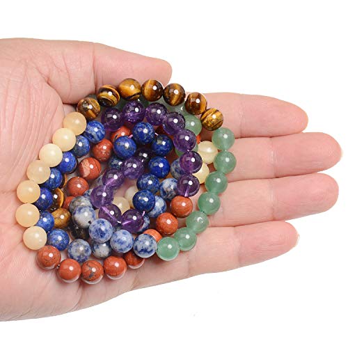LPBeads 80Pcs Polished 10mm Round Natural Green Jade Gemstone Loose Beads with Stretch Cord for Jewelry Making Bracelets