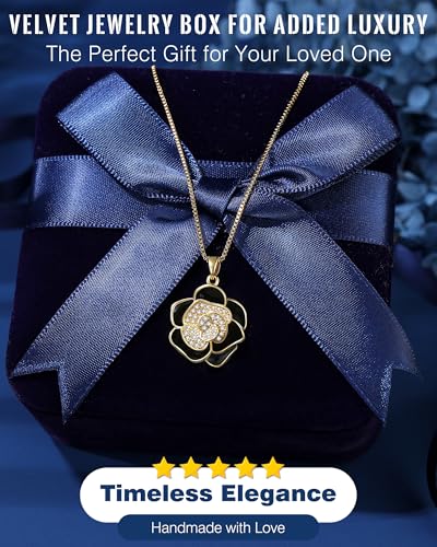 Gifts for Wife, Anniversary Gifts for Wife from Husband, Wife Birthday Gift Ideas, 18K Gold Flower Pendant Necklace for Women | Romantic Gift for Her | Best Jewelry Presents for Christmas/Valentine