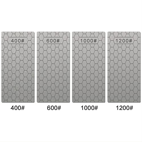 4Pcs Diamond Knife Sharpening Stones and 1PCS Stropping Leather Strop Set, TIWEIO Diamond Whetstones with a Non-Slip Base Knife Sharpener Honing Stone for Kitchen Outdoor, 400#600#1000#1200 Grit