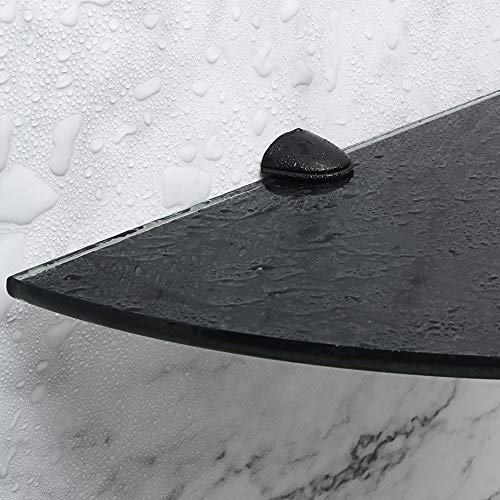 Alise Glass Shelves 15 Inch Glass Bathroom Shelves Tempered Glass Shelf Wall Mount Glass Shelves for Bathroom Matte Black Glass Bathroom Shelf