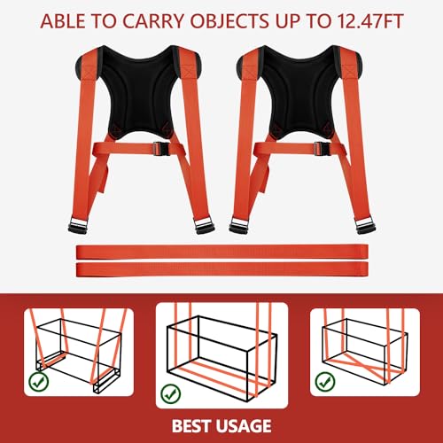 KEDSUM Moving Straps & Lifting Straps, 2-Person Lifting Straps Moving, Anti-Slip Adjustable Lifting Straps Dolly for Move and Carry Furniture, Appliances, Mattresses, Hold Up to 800lbs, Medium Size