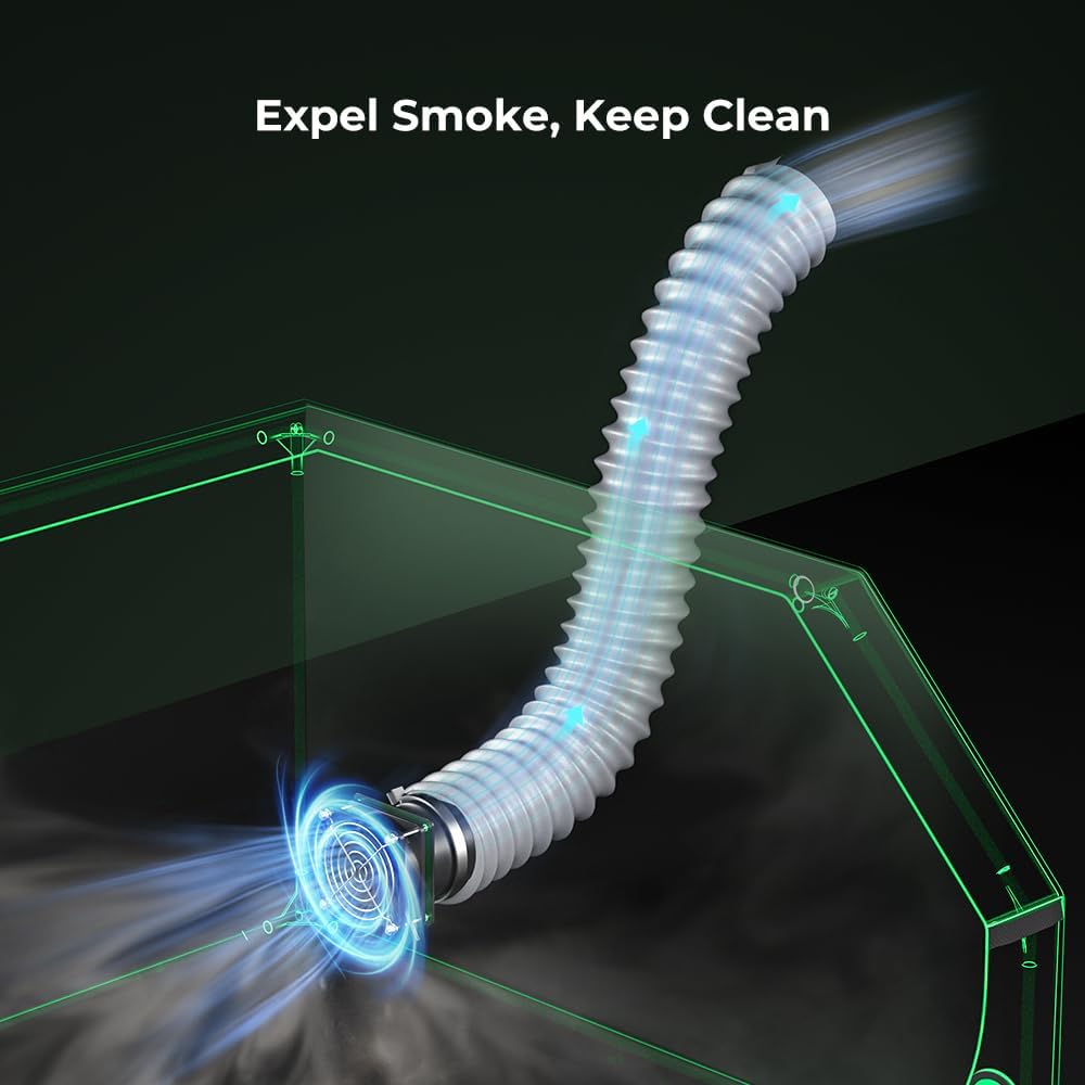 Creality Laser Engraver Enclosure, Fireproof and Dustproof Laser Cutter Protective Cover 27.5x28.3x15.7in with Fan and Pipe, Fits for Most Laser Engraver, Against Smoke, Odor, Noise and Eye Protection