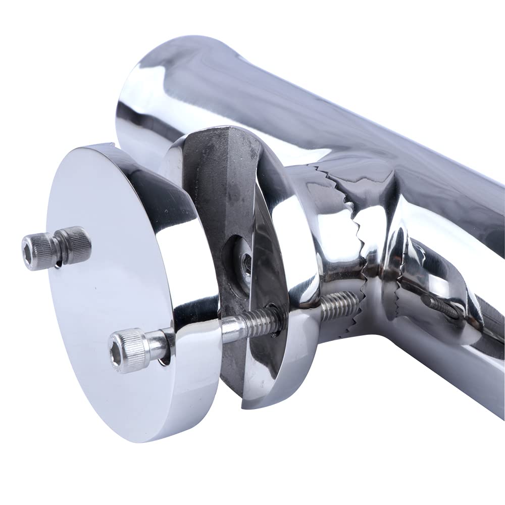 Marinebaby (2X) 316 Stainless Tournament Style Boat Fishing Holder Clamp on Fishing Rod Holder for Boat 1-1/4" to 2" Rail Gimbal Pin at Bottom