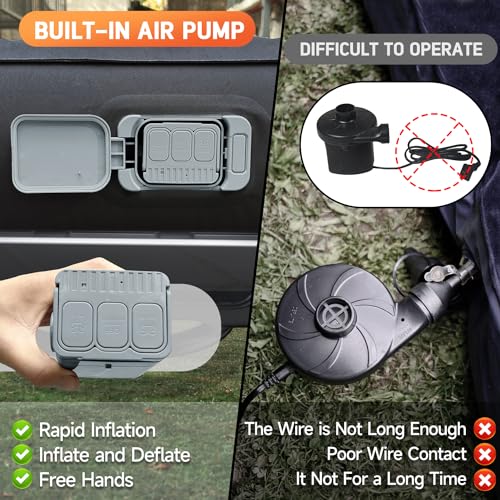 Umbrauto Truck Bed Air Mattress for 5.5-5.8ft,Full Size Short Beds Truck Bed Mattresses, Inflate and Deflate with Rechargeable Built-in Air Pump