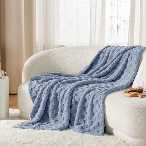 Bedsure Pageant Blue Fleece Blanket for Couch - Super Soft Cozy Twin Blankets for Women, Cute Small Blanket for Girls, 60x80 Inches