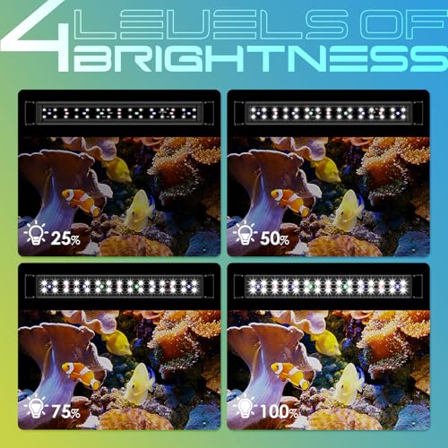 Gamalta Aquarium Light,Full Spectrum Aquarium Light with Expandable Bracket,White Blue Red Green LEDs, Adjustable Timer and Brightness for 18~24IN Fish Tank