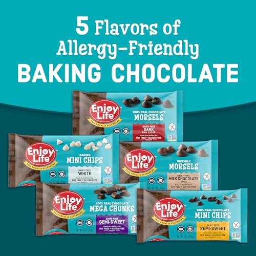 Enjoy Life Baking Chocolate Semi-Sweet Mega Chunks, Dairy Free, Soy Free, Nut Free, Non GMO, Gluten Free, Vegan Chocolate Chips, 10 oz bag
