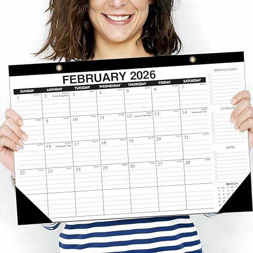 Desk Calendar 2025-2026 - 18-Month Large Desk/Wall Calendar, Jul 2025 - Dec 2026, 17" x 12", Thick Paper, Large Ruled Blocks, Clear Plastic Cover – Perfect for Home School & Office Organization