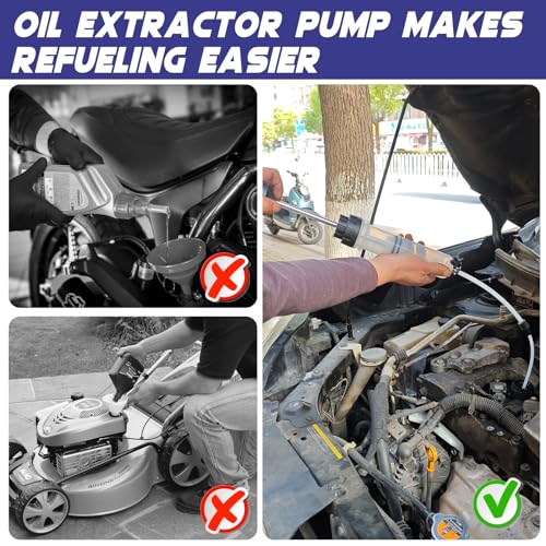 ExtreSpo 200CC Fluid Extractor, Fluid Syringe Pump, Oil Extractor for Cars/Ships/Engines/Lawn Mowers Fluid Extraction and Filling, with 2 Transparent Hose