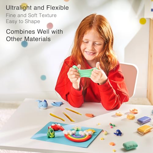 Air Dry Clay 24 Colors, Soft & Ultra Light, Modeling Clay for Kids with Accessories, Tools and Tutorials