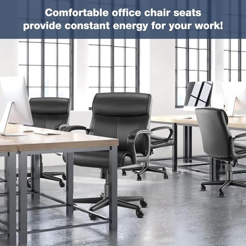 OLIXIS Executive Office Chair with Padded Armrests Mid Back Lumbar Support and Adjustable Height & Tilt Angle, PU Leather Swivel Rolling, Modern Black