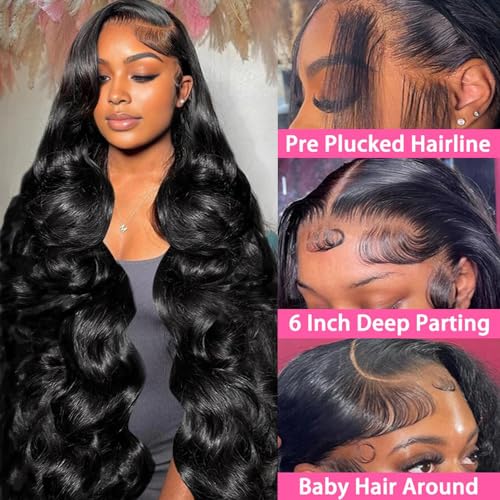 PIOGH Body Wave Lace Front Wigs Human Hair 180% Density Body Wave 13x6 HD Lace Frontal Wigs Human Hair Brazilian Virgin Human Hair Wigs for Women Glueless Pre Plucked with Baby Hair 20 Inch