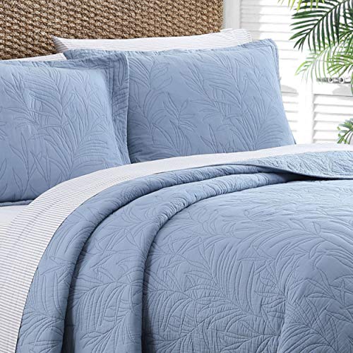 Tommy Bahama Home | Costa Sera Collection | Soft and Breathable, Quilt Bedpsread Coverlet Seasons, Pre-Washed for Added Softness, Twin, Blue