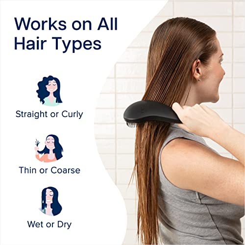 Crave Naturals Glide Thru Detangling Brush for Adults & Kids Hair, Detangling Brush for Black Natural Hair, Curly, Straight, Wet, Dry, Hairbrush for Men&Women, Little Girl Hair Accessories, 1pk, Black