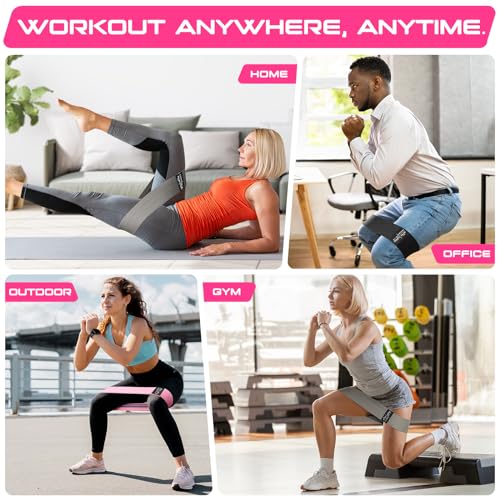 Fabric Resistance Bands for Working Out - Exercise Bands for Women and Men, Booty Bands for Legs and Butt, Yoga, Pilates, Rehab, Fitness and Home Workout
