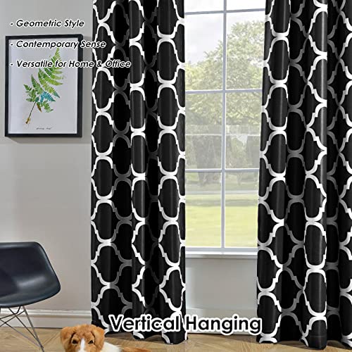 Melodieux Moroccan Wide Curtains Room Darkening Blackout Drape for Extra Wide Window, Patio Sliding Glass Door, 1 Panel (100 x 84 Inch, Off White/Royal Blue)