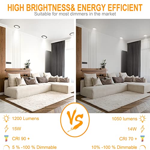 Wosen 12Pack 6 Inch 5CCT Ultra-Thin LED Recessed Ceiling Light with Junction Box, 15W 1200lm Canless Wafer Downlight ETL Energy