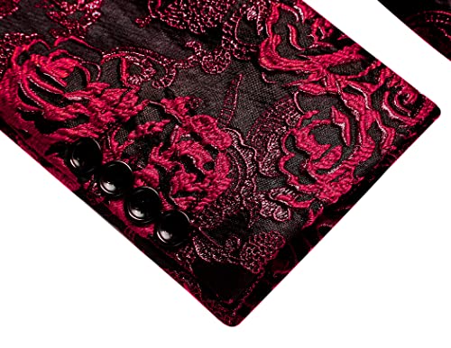 COOFANDY Men's Floral Tuxedo Jacket Rose Embroidered Suit Jacket Wedding Prom Sport Coat Dinner Party Blazer