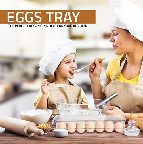 Utopia Home Egg Container With Lid and Handle for Refrigerator - Pack of 1 - Clear Stackable Egg Holder for Kitchen Storage and organization