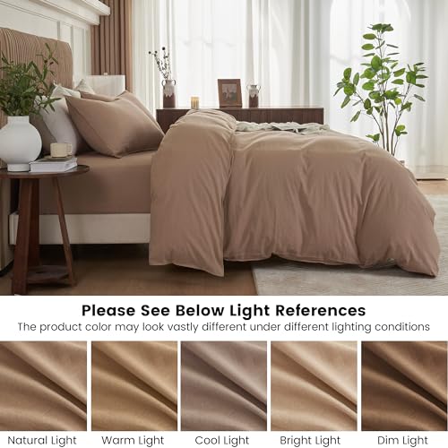 BISELINA French Linen Duvet Cover Set 3pcs with Hidden Zipper Closure Natural Flax Cotton Blend Solid Color Soft Breathable Luxury Farmhouse Bedding -King Size, White