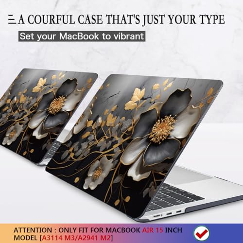 CISSOOK for MacBook Air 15 inch M3 M2 Case 2024 2023 Release A3114 A2941, Tropical Hard Shell Case with Keyboard Cover Skin + Type C to USB Adapter for MacBook Air 15 2024, Tropical Palm Leaves