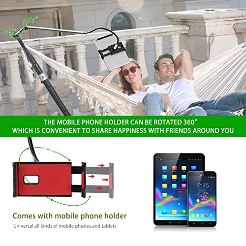 SXSEAGLE Double Hammock with Stand Upgraded Phone Holder Portable Heavy Duty Stainless Steel Indoor Outdoor Patio Yard Beach with Carrying Case (2022 Beige)