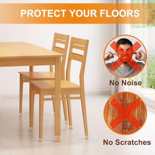 24 Pcs Chair Leg Floor Protectors for Hardwood Floors Silicone Covers to Protect Wood Tile Floors Scratches Felt Pads Furniture Leg Caps No Noise (Fit:0.5"-0.89")