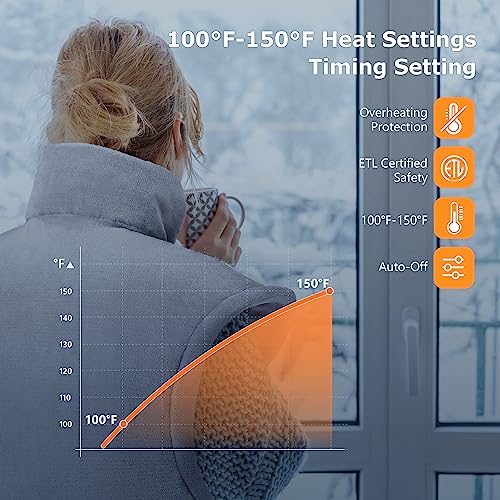 Heating Pad for Back Pain Relief, 24"x33" Large Weighted Heating Pad for Neck and Shoulders, Birthday Gifts for Women Men Mom Dad, Fast-Heating with 10 Settings, Auto Shut-Off, Washable