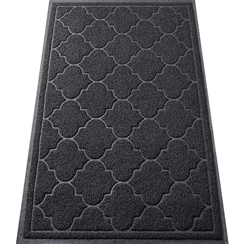 LuxStep Door Mat Large Indoor Outdoor Doormat, Non-Slip Low-Profile Design Floor Mat, Durable Trap Dirt and Dust Front Door Welcome Mat for Entryway,Patio,Garage,High Traffic Areas,(Black, 17"x30")