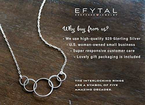 EFYTAL 50th Birthday Gift for Her, Sterling Silver 5 Circle Necklace, 50th Birthday Gifts For Women, Cool Gifts for 50 Year Old Woman, 50th Birthday Decorations, 50th Birthday Gift Ideas, Turning 50