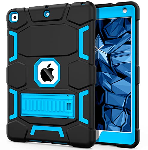CCMAO iPad 9th Generation Case, iPad 8th/7th Generation Case, iPad 10.2 2021/2020/2019 Case with Kickstand, Heavy Duty Shockproof Hard Hybrid Three Layer Protective Cover, Rainbow