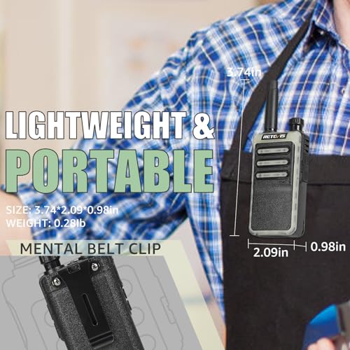 Retevis RB66 Fast Charging Walkie Talkies for Adults,Walkie Talkie with Earpiece,Fluorescent Design,USB-C Charging,Flashlight,2 Way Radio Long Range for Event Property Theme Park Museum(10 Pack)