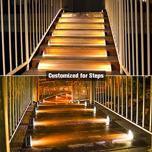 VOLISUN Solar Stair Lights 6 Pack, Solar Step Lights Outdoor Waterproof IP67, LED Outdoor Step Lights, Solar Outdoor Lights Decor for Garden Stair, Deck, Front Step, Front Porch and Patio (Warm White)