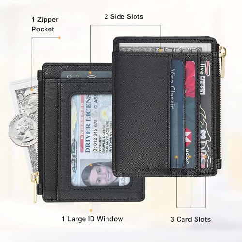 Sodsay Card Case Slim Front Pocket Wallet for Women Credit Card Holder with Keychain(CH Light Green)