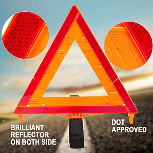 CARTMAN 3 Pack Warning Triangle DOT Approved Identical to United States FMVSS 571 125 Reflective Warning Road Safety Triangle Kit