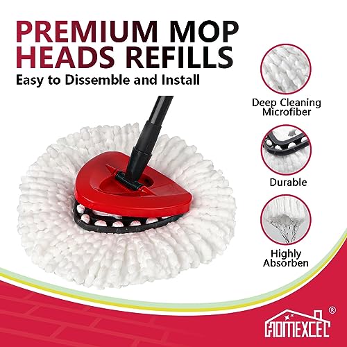 HOMEXCEL Mop Replacement Heads Compatible with O-Cedar EasyWring Spin Mop 2 Pack-Washable Microfiber Spin Head Refills-Easy Cleaning Mop Head Replacement