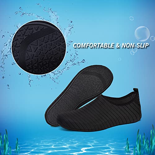 IceUnicorn Water Shoes Quick Dry Swim Aqua Barefoot Socks for Women Men(Black Size 14)