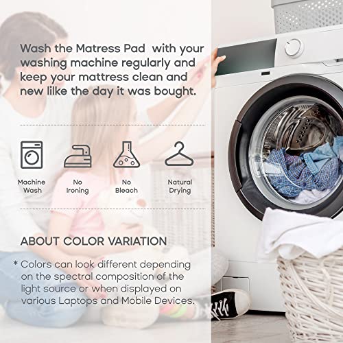 SONIVE Quilted Mattress Pad Soft, Fluffy Pillow Top Mattress Cover, Down Alternative Fill Mattress Topper, Streches up to 21 Inches Mattress Cover, Deep Pocket (White, Twin)