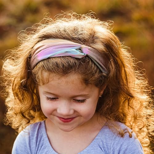 YARIEW Knotted Mermaid Headbands For Girls - Kids Criss Cross Cute Hair Accessories With Rainbow Metallic Turban Wraps For Parties