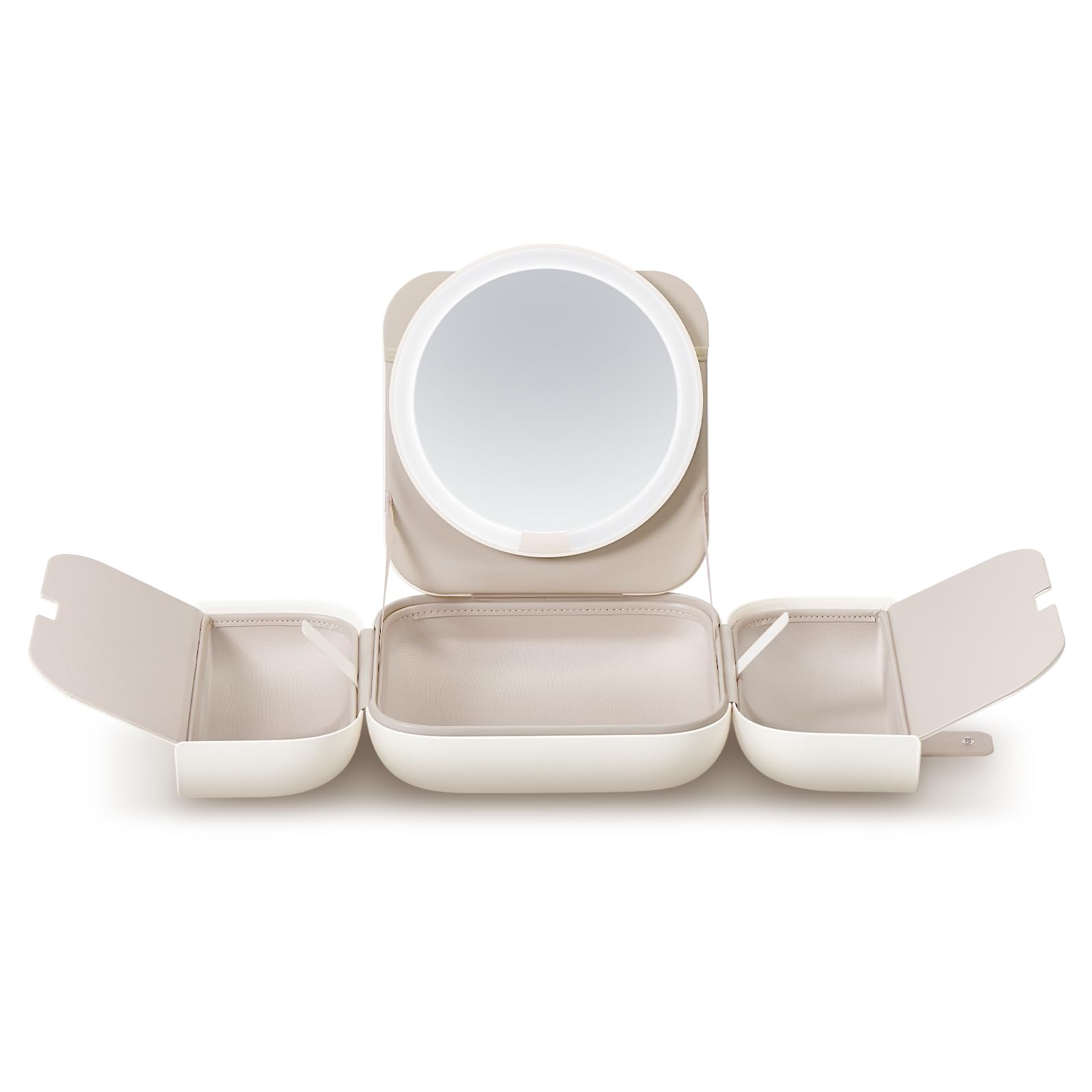 AMIRO M2 LumoCube Makeup Mirror with Bag - Portable LED Makeup Mirror with Lights, 5-Level Brightness, 3-Color Lights - Travel Makeup Organizer - White