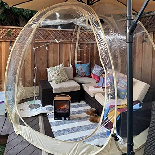 Alvantor Pop Up Bubble Tent - 6’ x 6’ Instant Igloo Tent - 2-3 Person Screen House for Patios - Large Oversize Weather Proof Pod - Cold Protection Camping Tent - Beige