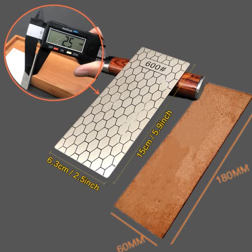 4Pcs Diamond Knife Sharpening Stones and 1PCS Stropping Leather Strop Set, TIWEIO Diamond Whetstones with a Non-Slip Base Knife Sharpener Honing Stone for Kitchen Outdoor, 400#600#1000#1200 Grit