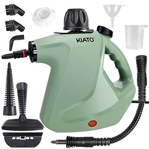 Kiato Handheld Steam Cleaner, 10 in 1 Handheld Steamer for Cleaning, Upholstery Steam Cleaner for Surface Cleaning Home, Sofa, Car, Office, Green