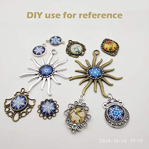 10PCS Sun Blank Round Pendant Trays, Fit 12mm Cabochon, Base Setting Bezel Frame Cameo (C5121)