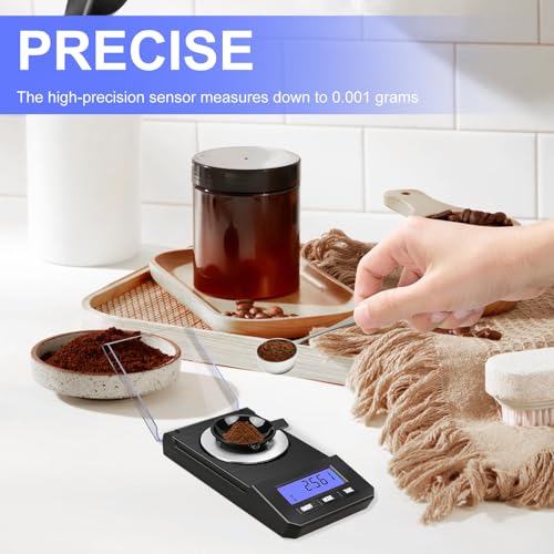 Milligram Scale, 50g/0.001g High Precision Mg Scale, Jewelry Scale with Tare, 6 Unit Powder Scale, Digital Miligram Scale for Powder Medicine, Gem, Micro Gram Scale, Reloading Scale Gold