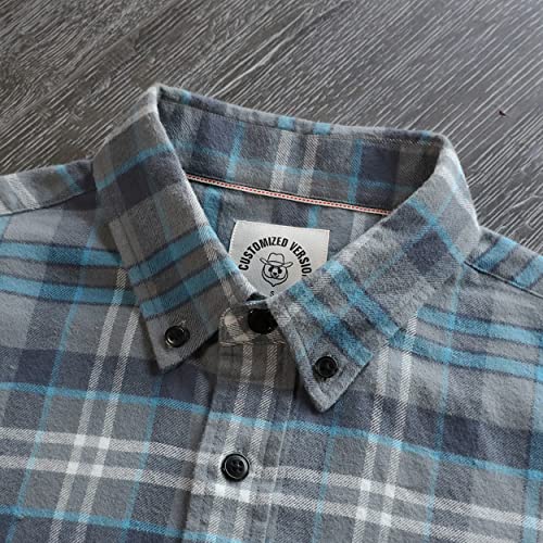 Dubinik® Mens Flannel Shirt Long Sleeve Plaid Flannel Shirt for Men Soft 100% Cotton Casual Button Down Shirts Regular Fit